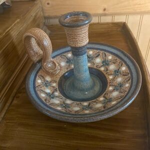 Handcrafted stamped Ceramic Candle Holder